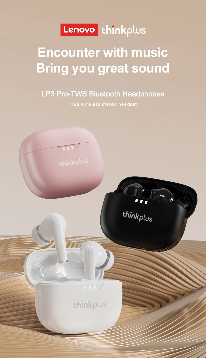 Lenovo Earphones TWS Wireless Bluetooth 5.3 Earbuds HiFi Stereo Noise Reduction Headphones Touch Control HD Call with Mic New