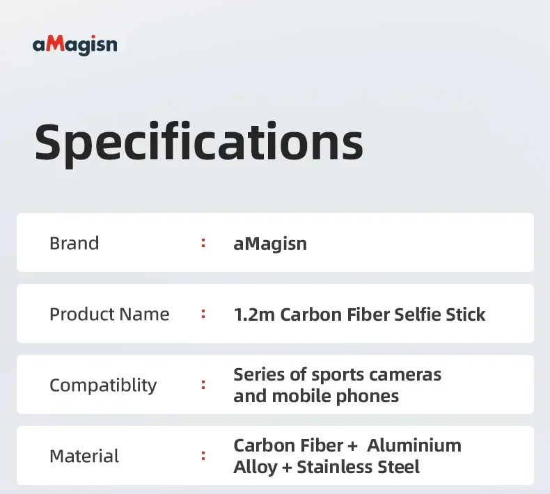 aMagisn 1.2M/3M Invisible Selfie Stick Freely Retractable Carbon Fiber Extended For Gopro Max / Insta360 X3 X4 X5 Accessories
