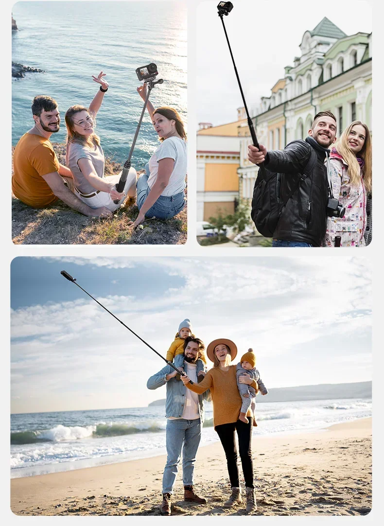 aMagisn 1.2M/3M Invisible Selfie Stick Freely Retractable Carbon Fiber Extended For Gopro Max / Insta360 X3 X4 X5 Accessories
