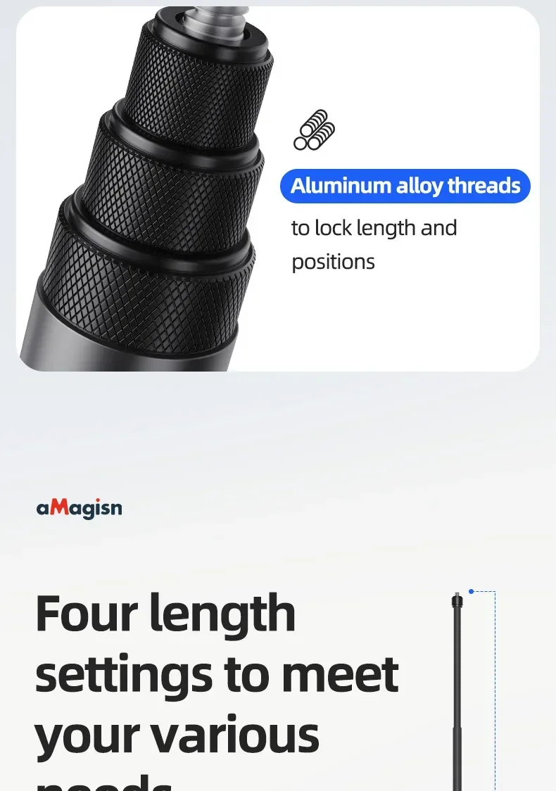 aMagisn 1.2M/3M Invisible Selfie Stick Freely Retractable Carbon Fiber Extended For Gopro Max / Insta360 X3 X4 X5 Accessories