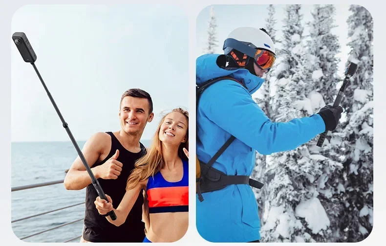 aMagisn 1.2M/3M Invisible Selfie Stick Freely Retractable Carbon Fiber Extended For Gopro Max / Insta360 X3 X4 X5 Accessories