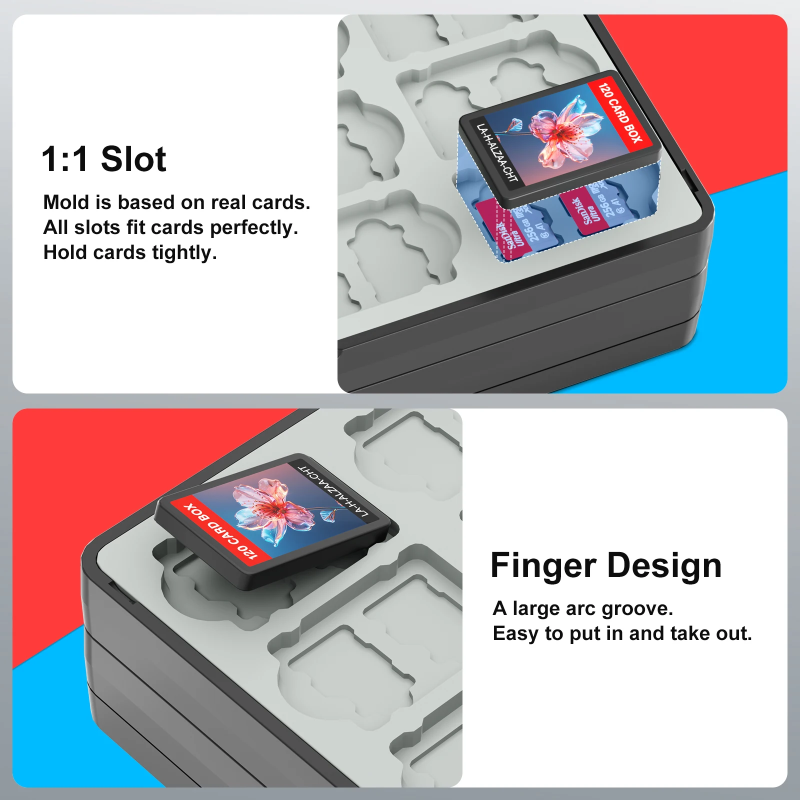 Game Card Case for Switch 2 & Switch OLED & Lite, Memory Storage Holder with 120 Game Card Slots and 240MicroSD Cards S