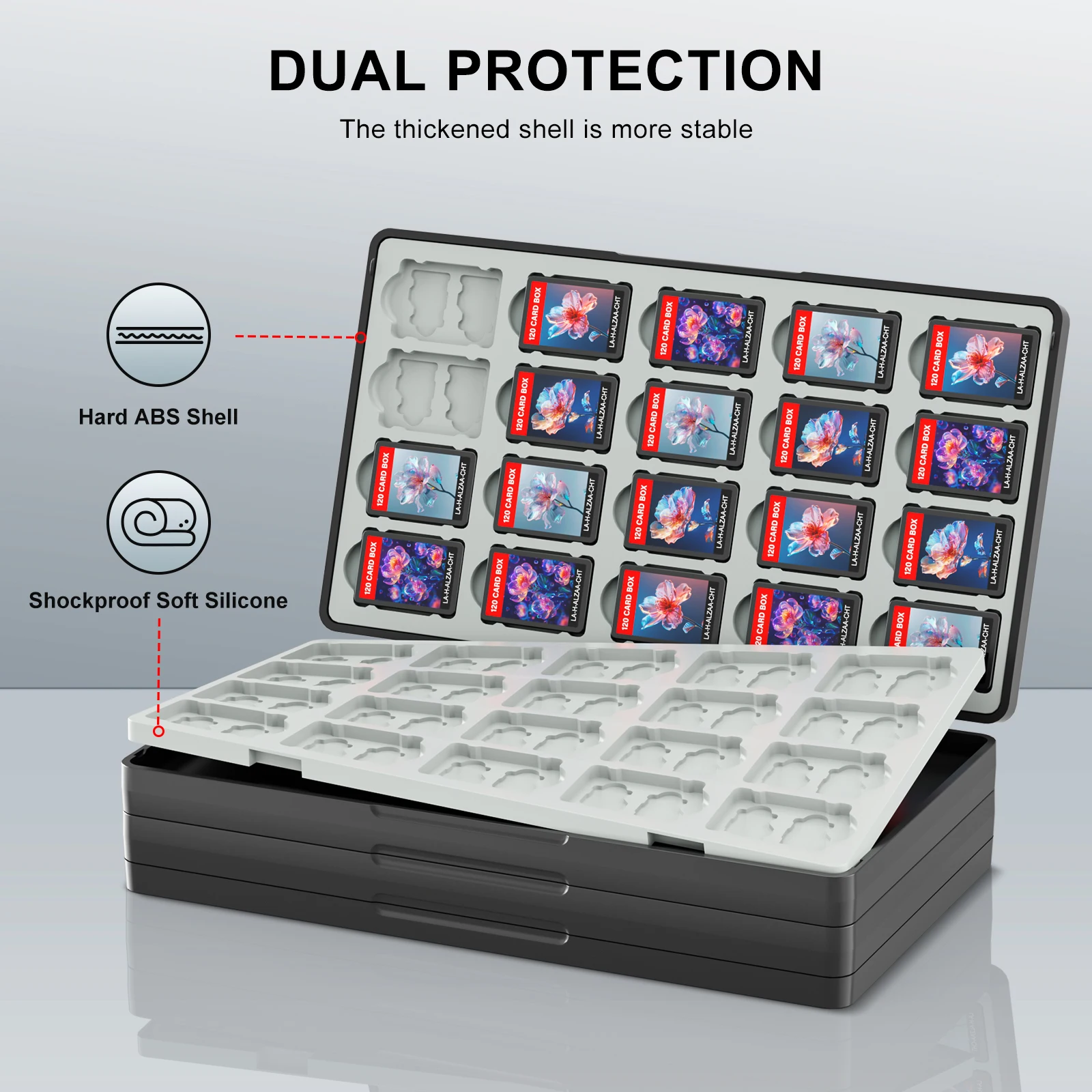 Game Card Case for Switch 2 & Switch OLED & Lite, Memory Storage Holder with 120 Game Card Slots and 240MicroSD Cards S