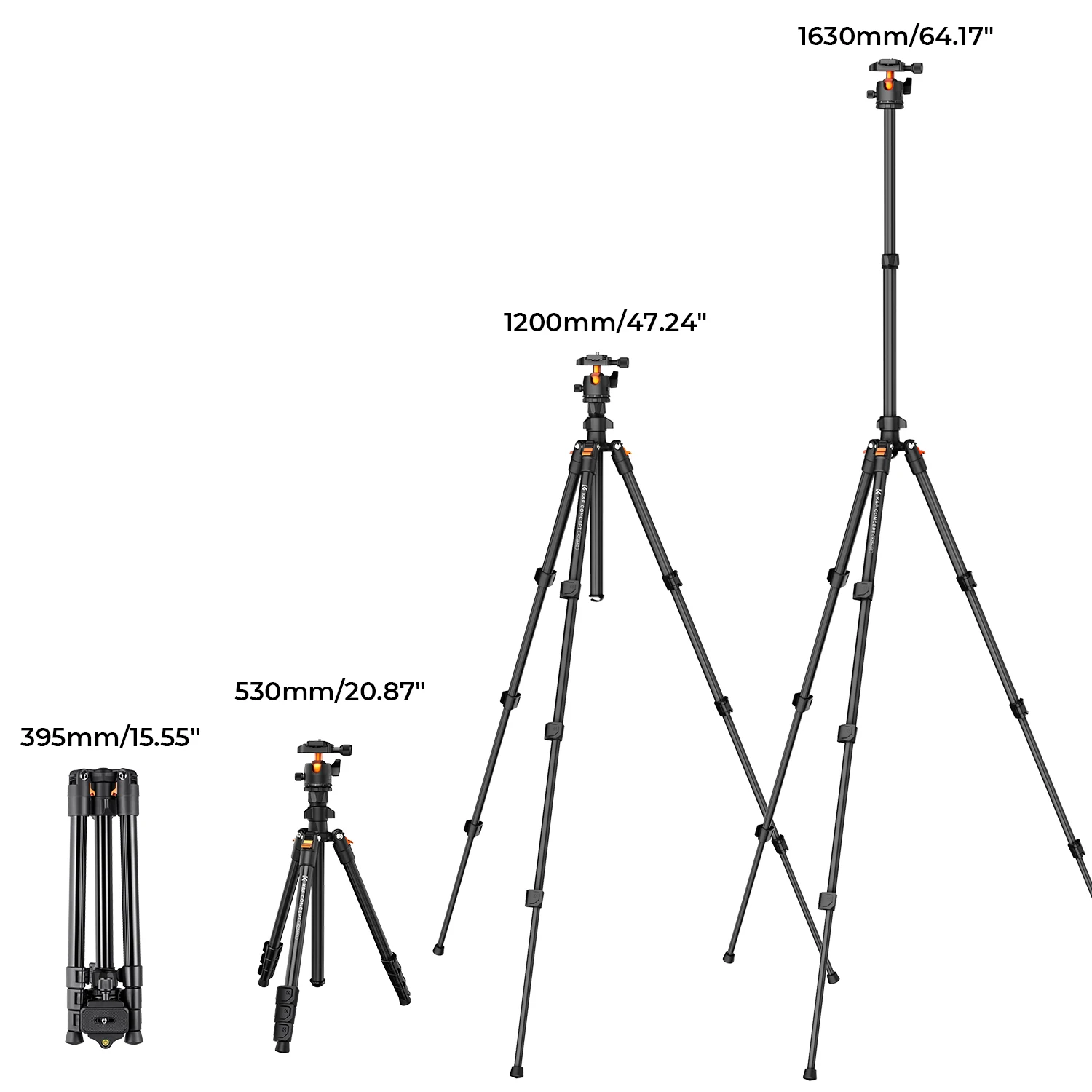 K&F CONCEPT 64 inch Camera Tripod with Ball Head for Cellphone Live Vlog 8kg Load K234A0+BH-28L Lightweight Outdoor DSLR Tripods