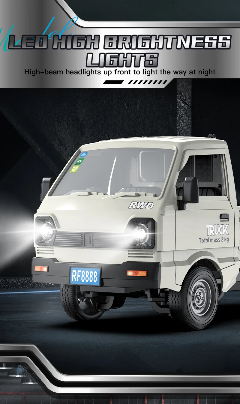 ZWN 1:16/1:18 RC CAR Simulation Drift Climbing Truck Led Light Small Cargo Remote Control Electric Toy Model for Kids Gifts