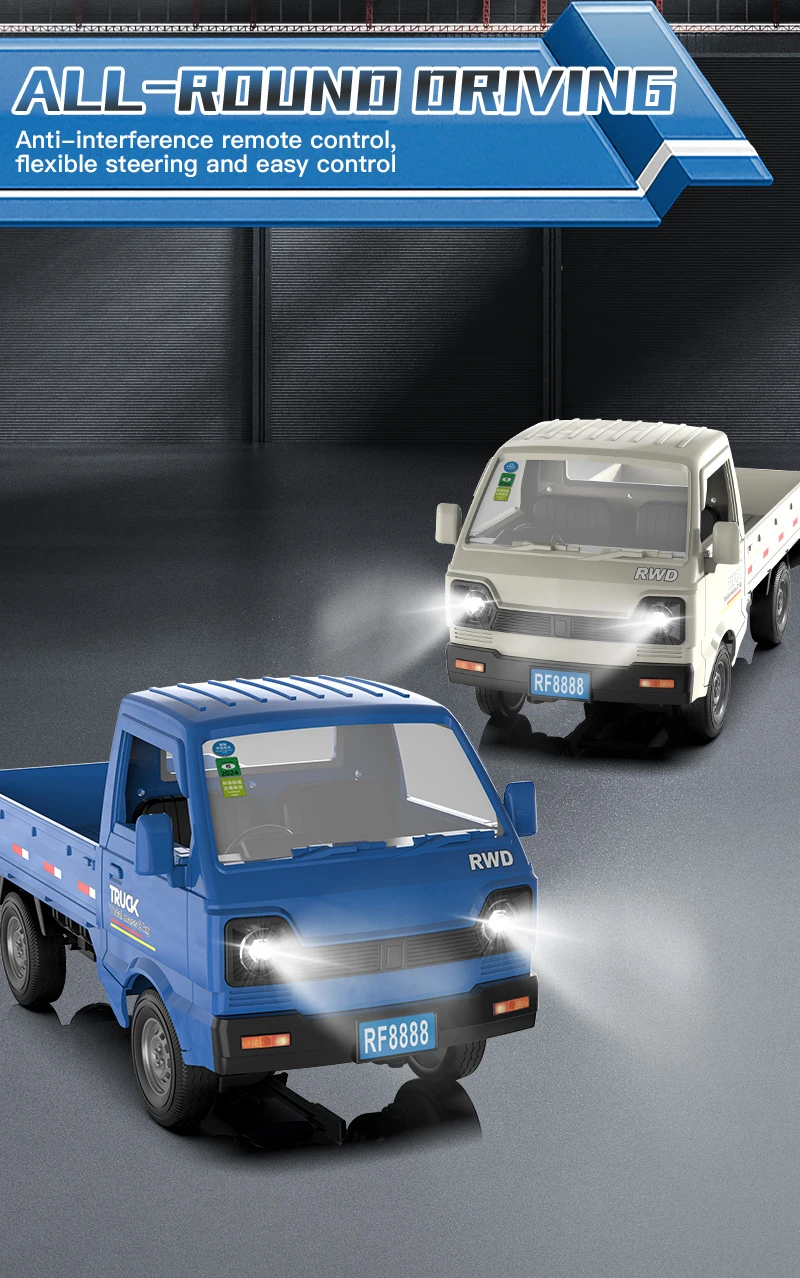 ZWN 1:16/1:18 RC CAR Simulation Drift Climbing Truck Led Light Small Cargo Remote Control Electric Toy Model for Kids Gifts