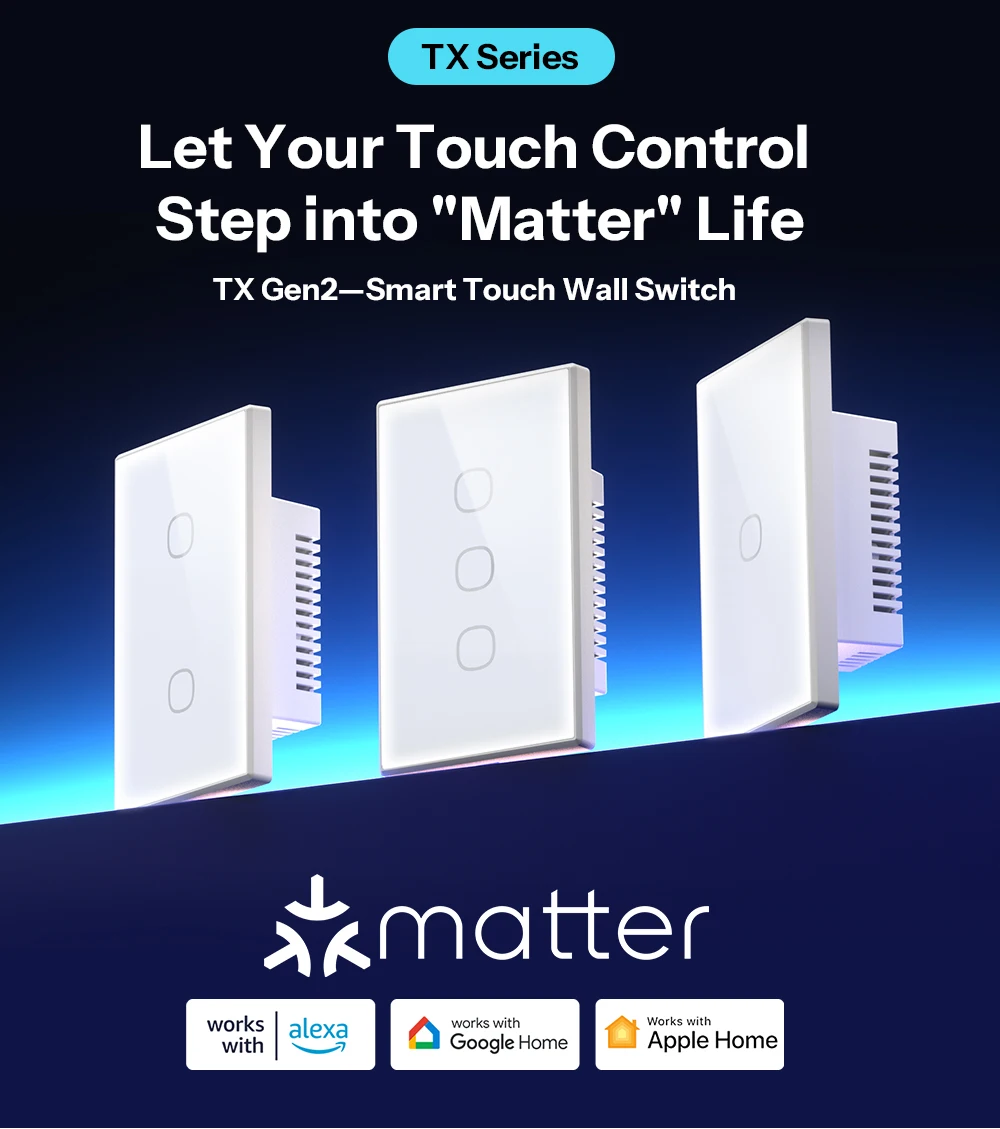 SONOFF TX Gen2 US Smart Touch Wall Switch T6 120 Matter Detach Relay Adjustable Night Switch Locator Apple Ecosystem Compatible