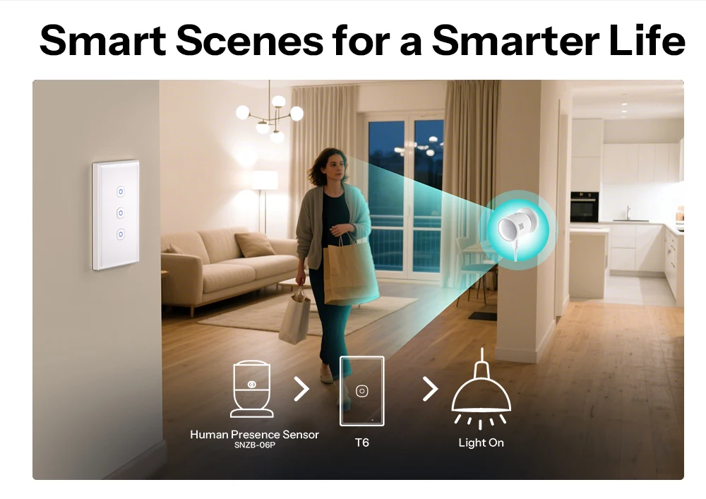 SONOFF TX Gen2 US Smart Touch Wall Switch T6 120 Matter Detach Relay Adjustable Night Switch Locator Apple Ecosystem Compatible