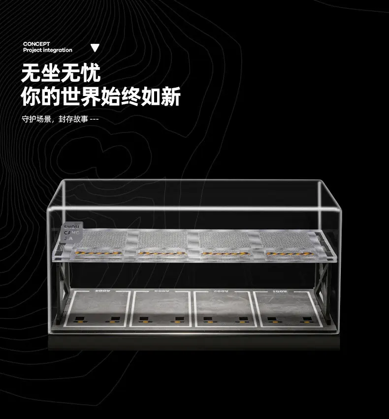 Collector 1:64 Scale Two-Story Parking Garage Diorama – Snap-Fit Assembly with Dust-Proof Cover & LED Lights, Storage Display