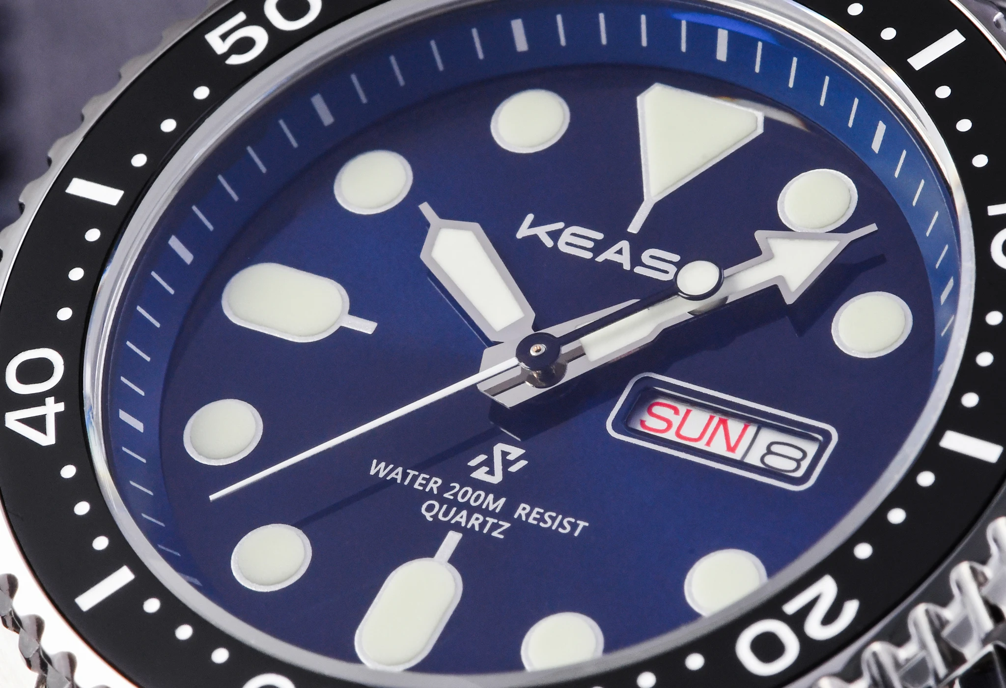 KEASO Top Mens Dive Watch MIYOTA 2035 Quartz Movement C3 Super Luminous Sports 316L Solid Steel 200M Waterproof Sapphire Watch