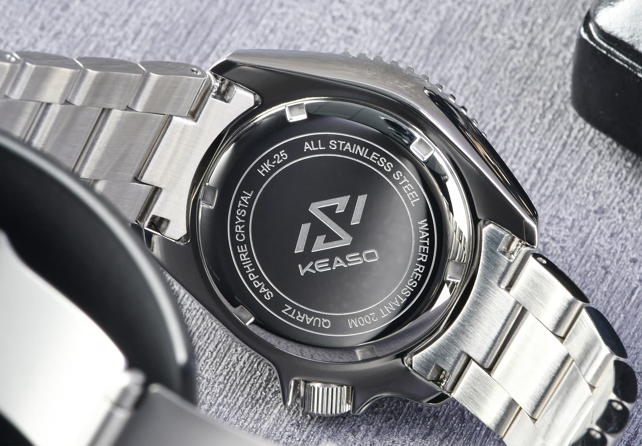 KEASO Top Mens Dive Watch MIYOTA 2035 Quartz Movement C3 Super Luminous Sports 316L Solid Steel 200M Waterproof Sapphire Watch