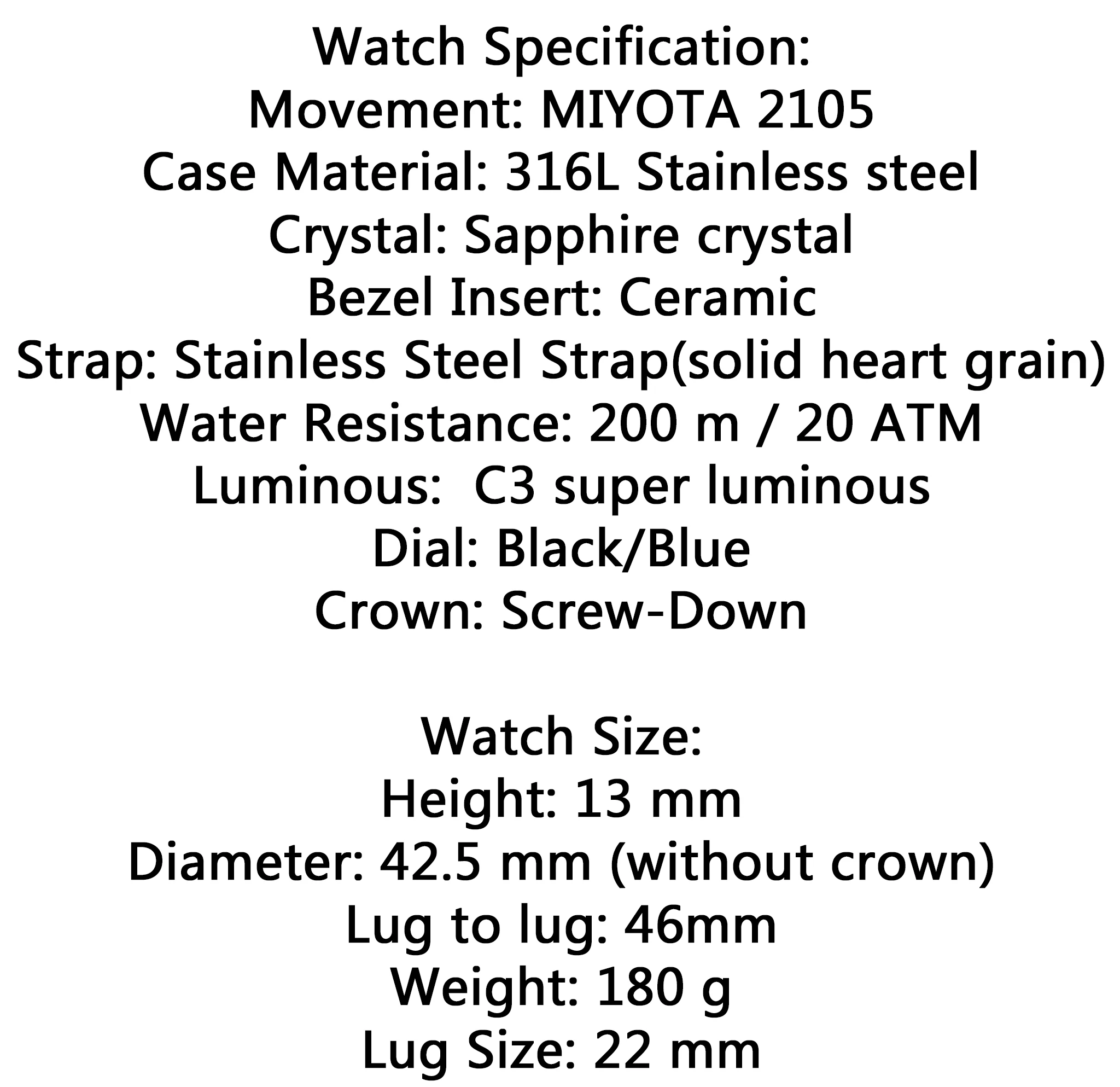 KEASO Top Mens Dive Watch MIYOTA 2035 Quartz Movement C3 Super Luminous Sports 316L Solid Steel 200M Waterproof Sapphire Watch