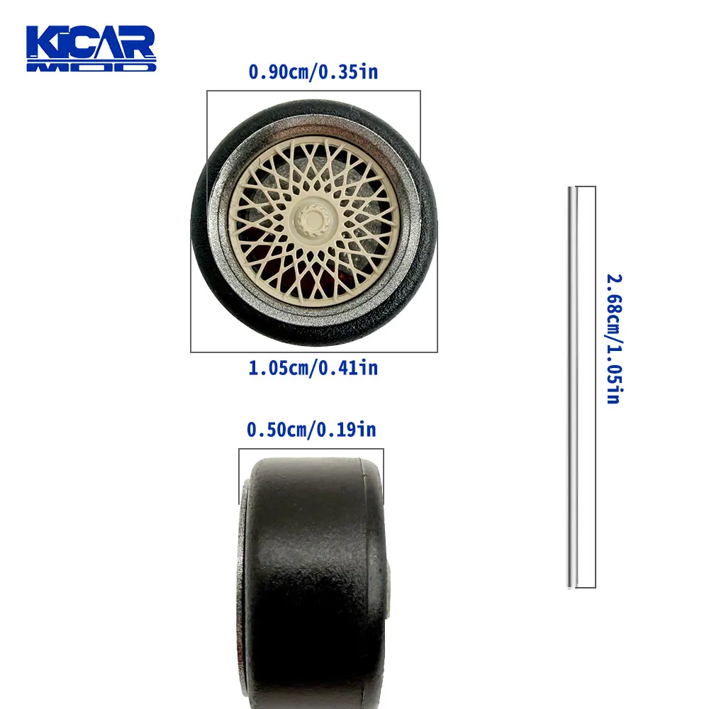 1/64 Model Car Wheels with Rubber Tires Dynamic Bearing Resin Rims 10.8mm Diameter Parts for MINIGT Diecast Model Cars