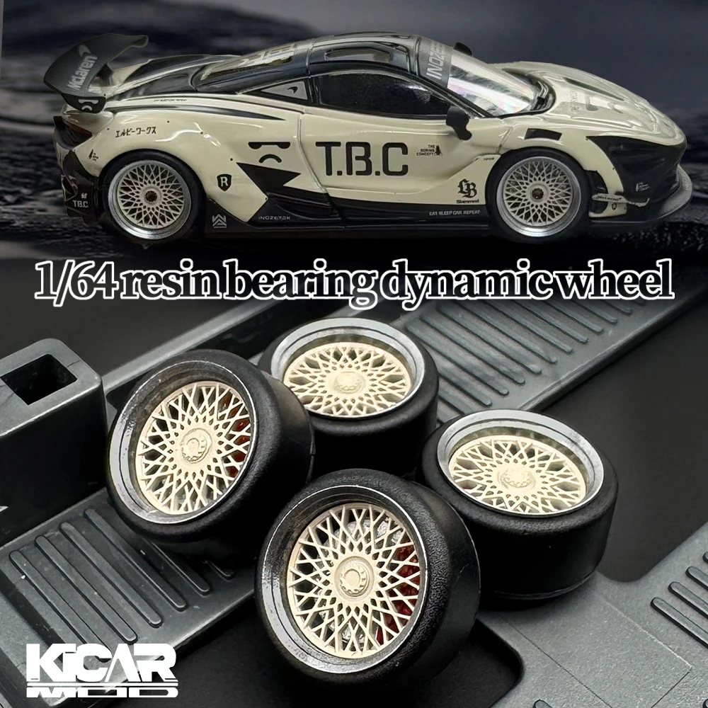 1/64 Model Car Wheels with Rubber Tires Dynamic Bearing Resin Rims 10.8mm Diameter Parts for MINIGT Diecast Model Cars