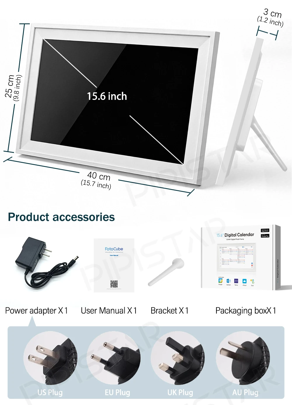 15.6 Inch WiFi Digital Family Calendar Smart Touchscreen Chore Chart Wall Desk Mountable Planner Schedules Digital Calendar