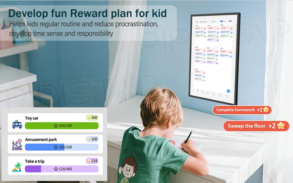 15.6 Inch WiFi Digital Family Calendar Smart Touchscreen Chore Chart Wall Desk Mountable Planner Schedules Digital Calendar