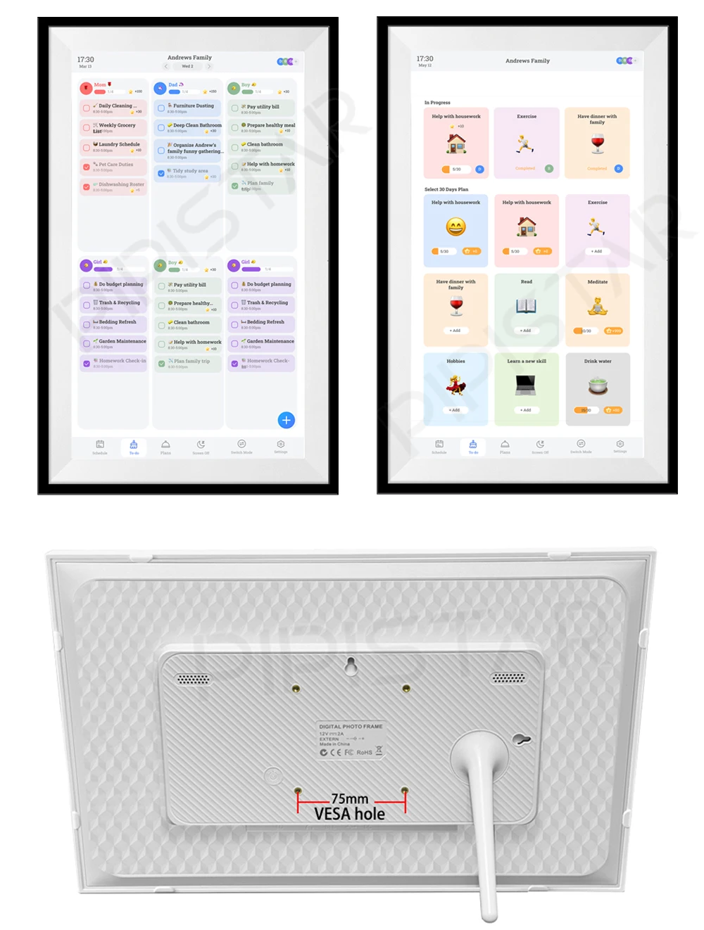 15.6 Inch WiFi Digital Family Calendar Smart Touchscreen Chore Chart Wall Desk Mountable Planner Schedules Digital Calendar