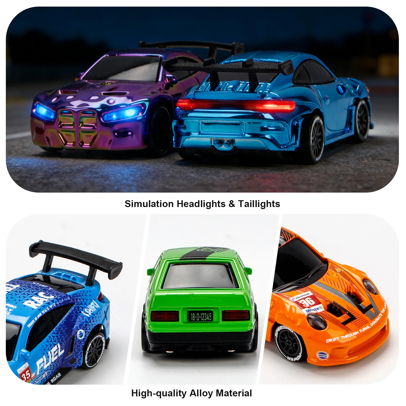 1/64 High Speed Drift RC Car with Light 2.4G 4WD Remote Control Car Desktop Mini Racing Cars Full Proportion Cars Model Gifts