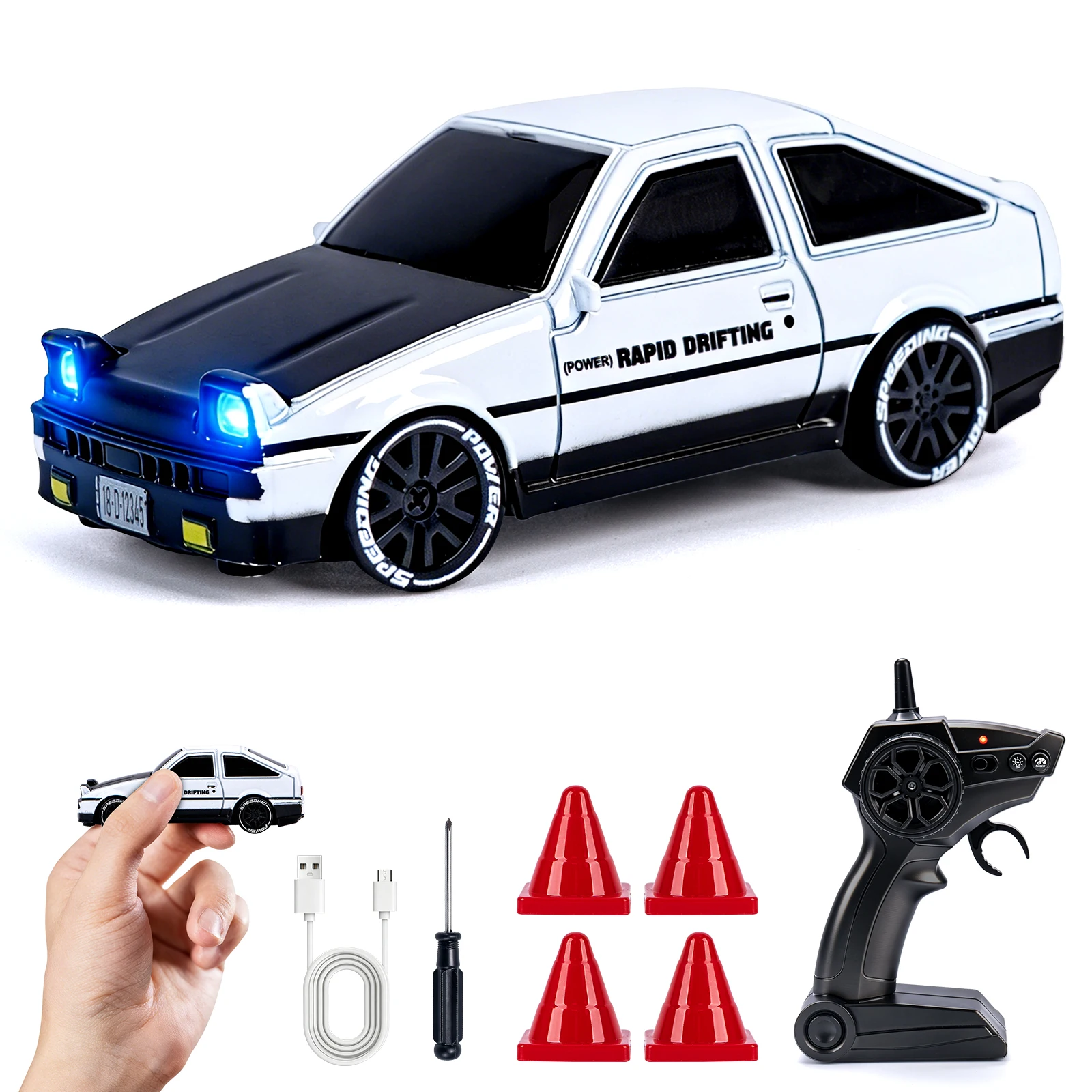 1/64 High Speed Drift RC Car with Light 2.4G 4WD Remote Control Car Desktop Mini Racing Cars Full Proportion Cars Model Gifts