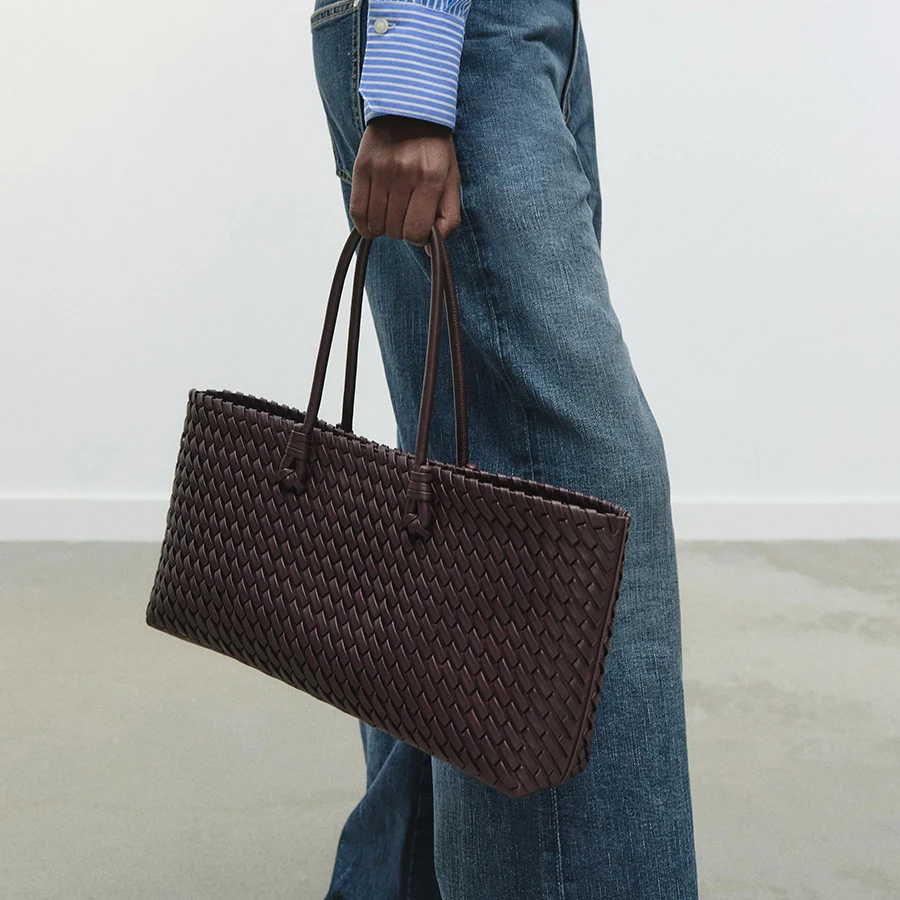 Fashion Design Woven Shopper Bag Top Handle Tote Bag Solid Color Women's Handbags Daily Shoulder Bags Commuter Clutch Purse Sac