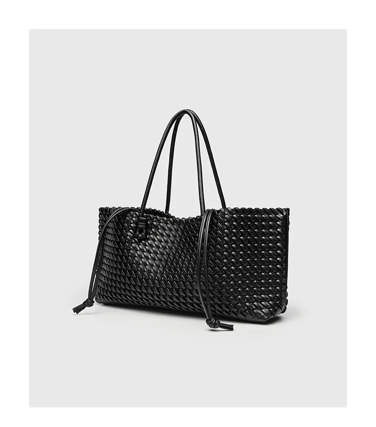 Fashion Design Woven Shopper Bag Top Handle Tote Bag Solid Color Women's Handbags Daily Shoulder Bags Commuter Clutch Purse Sac