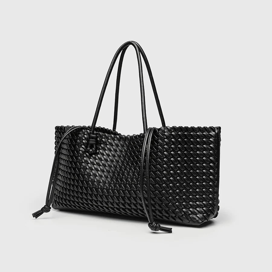 Fashion Design Woven Shopper Bag Top Handle Tote Bag Solid Color Women's Handbags Daily Shoulder Bags Commuter Clutch Purse Sac