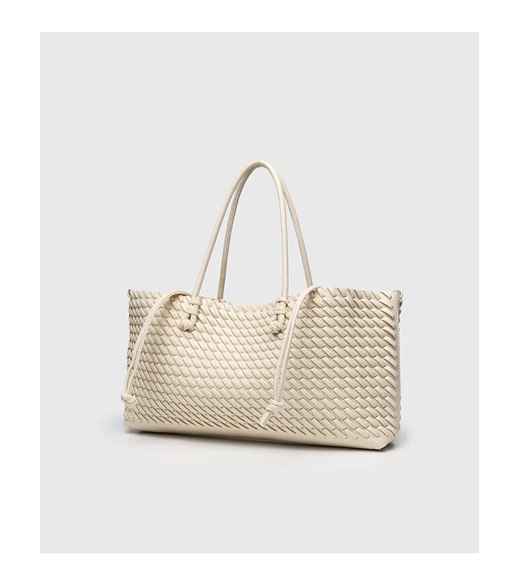 Fashion Design Woven Shopper Bag Top Handle Tote Bag Solid Color Women's Handbags Daily Shoulder Bags Commuter Clutch Purse Sac