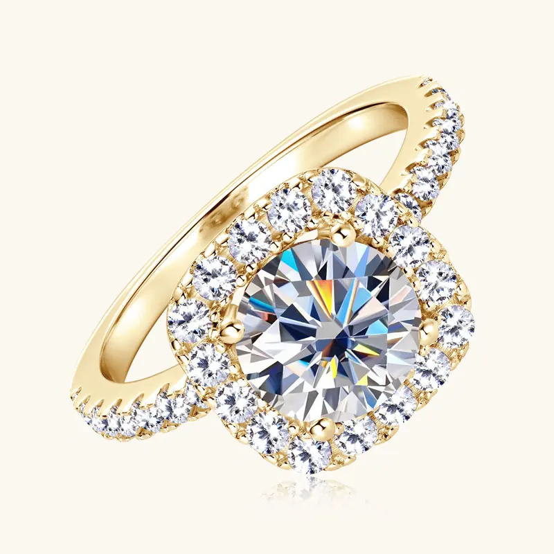 OXTAO Brilliant Moissanite Halo Ring 8mm 2ct D VVS1 Engagement Wedding Finger Rings 14K Gold Filled for Women with Certified
