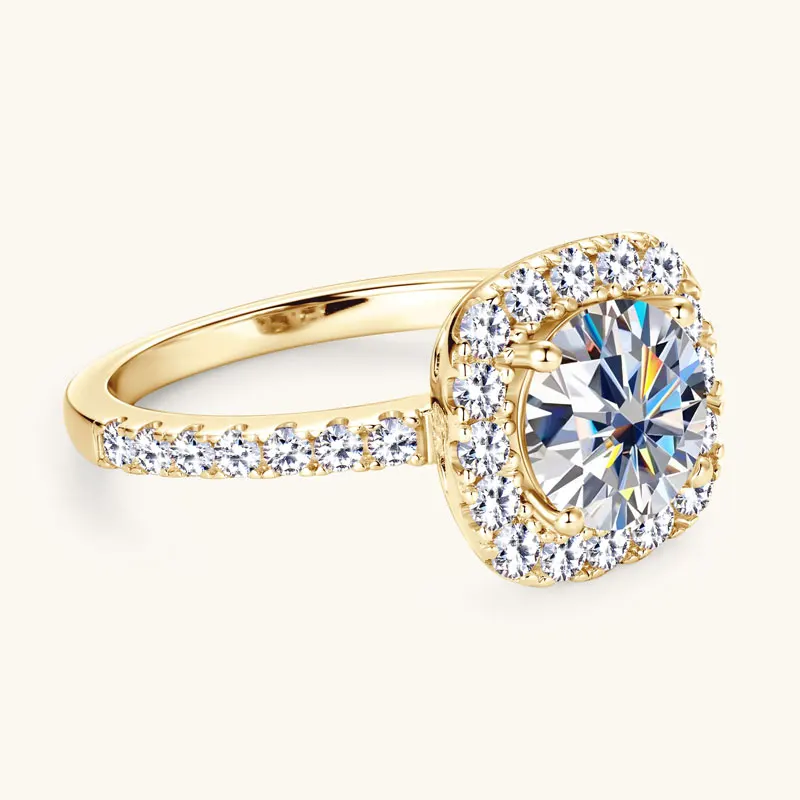 OXTAO Brilliant Moissanite Halo Ring 8mm 2ct D VVS1 Engagement Wedding Finger Rings 14K Gold Filled for Women with Certified