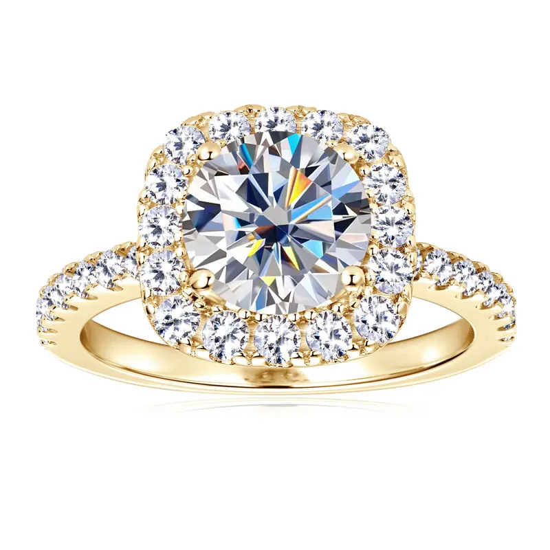 OXTAO Brilliant Moissanite Halo Ring 8mm 2ct D VVS1 Engagement Wedding Finger Rings 14K Gold Filled for Women with Certified