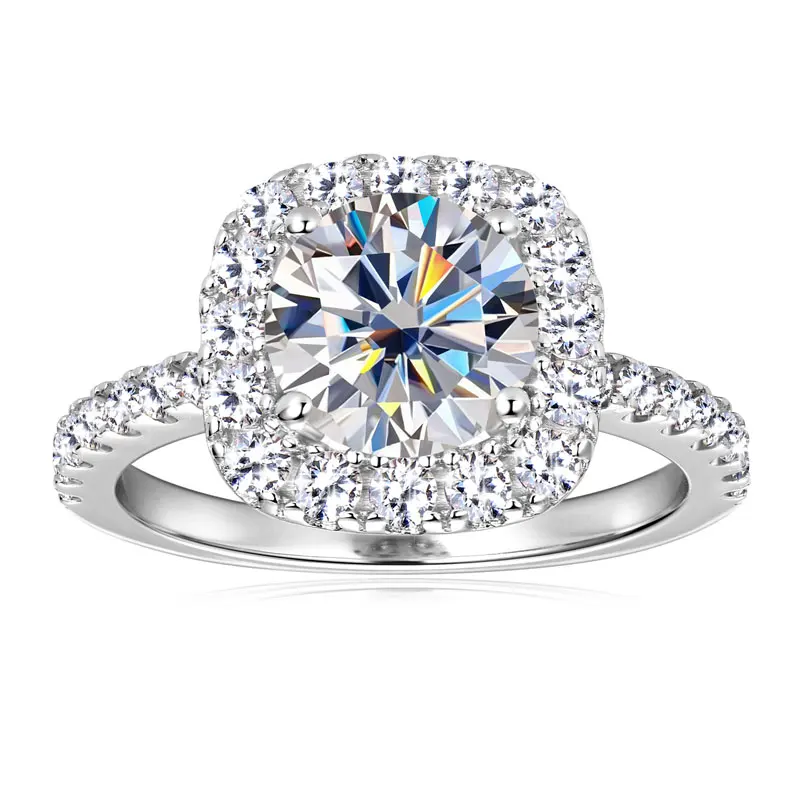OXTAO Brilliant Moissanite Halo Ring 8mm 2ct D VVS1 Engagement Wedding Finger Rings 14K Gold Filled for Women with Certified