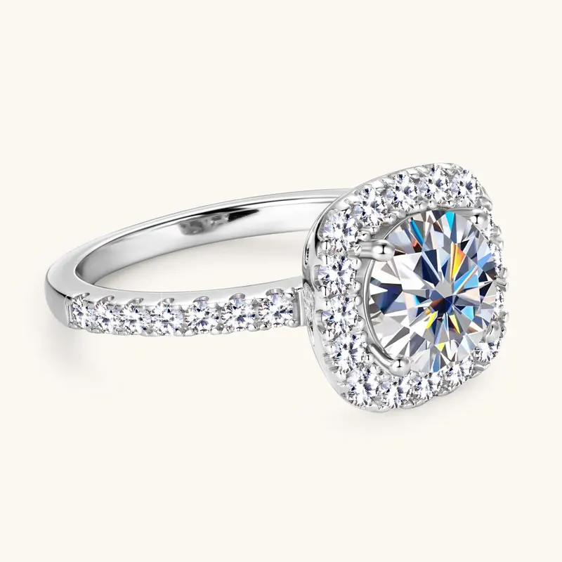 OXTAO Brilliant Moissanite Halo Ring 8mm 2ct D VVS1 Engagement Wedding Finger Rings 14K Gold Filled for Women with Certified