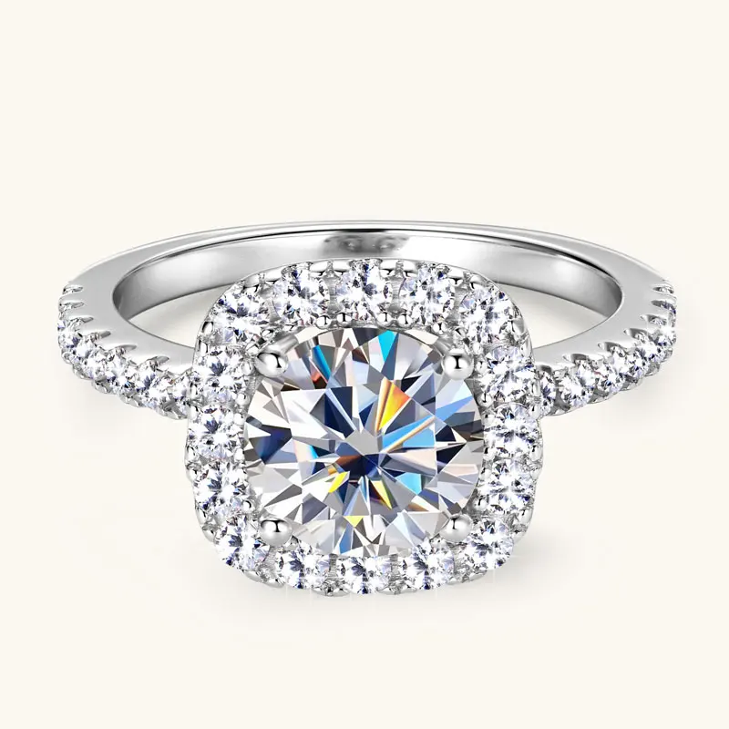 OXTAO Brilliant Moissanite Halo Ring 8mm 2ct D VVS1 Engagement Wedding Finger Rings 14K Gold Filled for Women with Certified