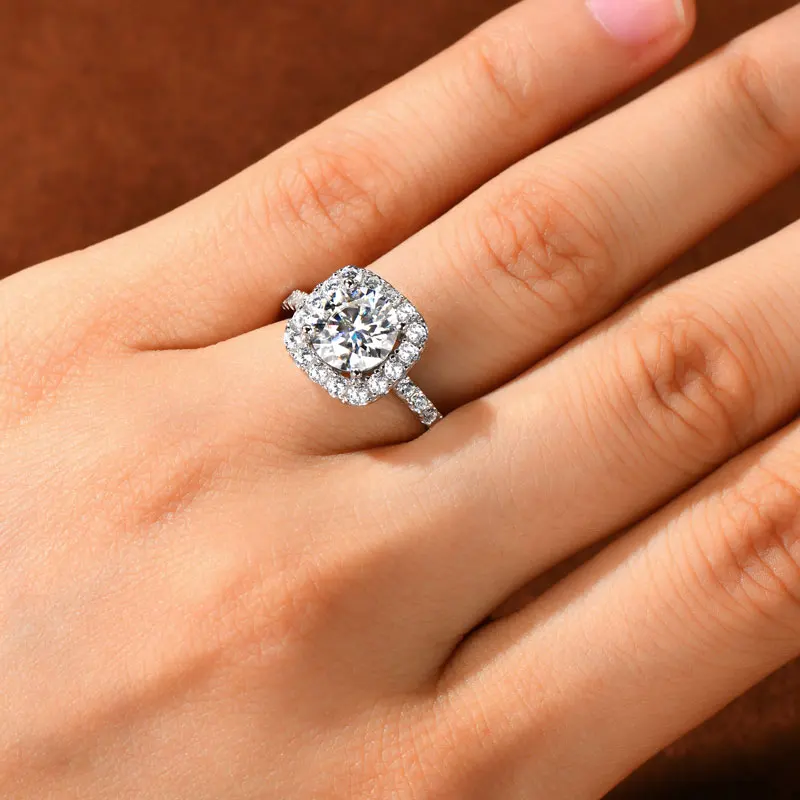OXTAO Brilliant Moissanite Halo Ring 8mm 2ct D VVS1 Engagement Wedding Finger Rings 14K Gold Filled for Women with Certified