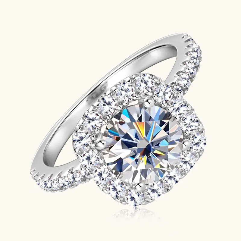 OXTAO Brilliant Moissanite Halo Ring 8mm 2ct D VVS1 Engagement Wedding Finger Rings 14K Gold Filled for Women with Certified