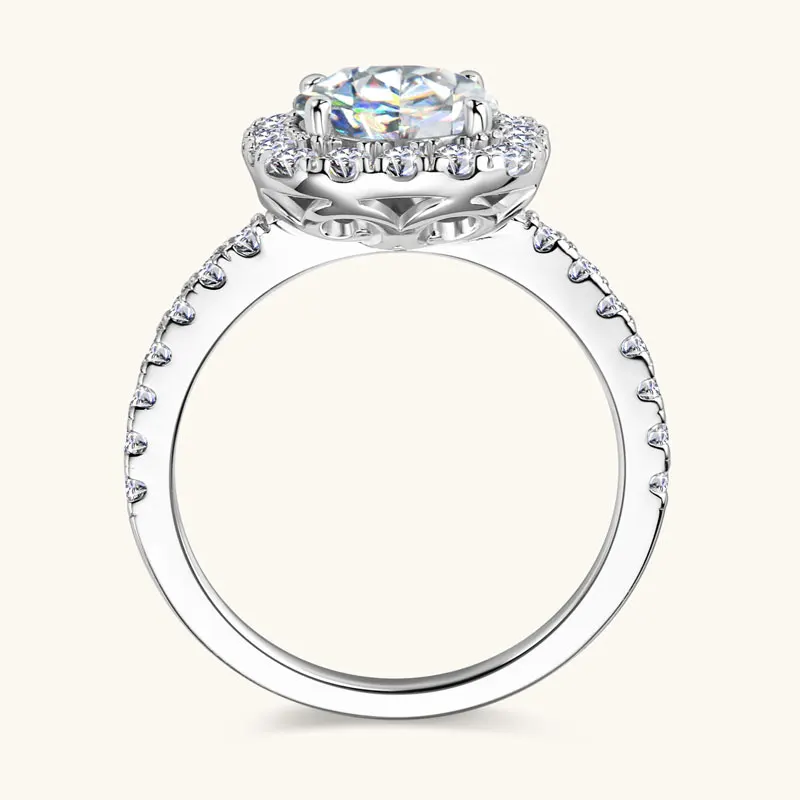 OXTAO Brilliant Moissanite Halo Ring 8mm 2ct D VVS1 Engagement Wedding Finger Rings 14K Gold Filled for Women with Certified