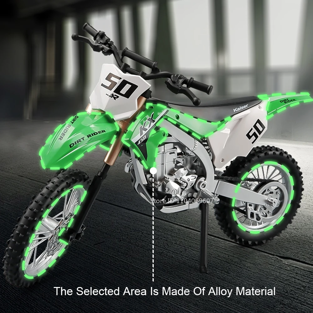 1:12 Kawasaki KX450 Toy Motorcycle Models Alloy Diecast Ninja 400 Motorbikes Shock Absorption Rubber Tires Model Toys Child Gift