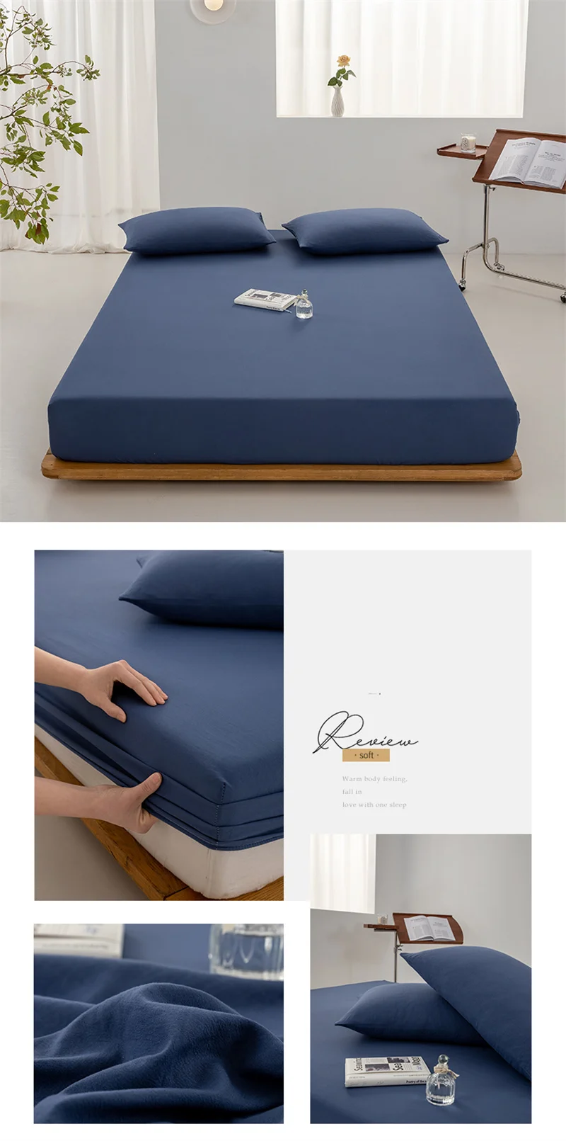 High Quality 100% Cotton Fitted Sheet Soft Breathable Mattress Cover with Elastic Bands Single/Double/King/Queen Size Bed Sheet