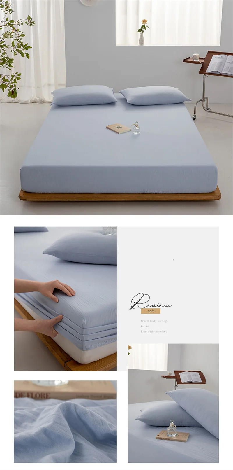 High Quality 100% Cotton Fitted Sheet Soft Breathable Mattress Cover with Elastic Bands Single/Double/King/Queen Size Bed Sheet