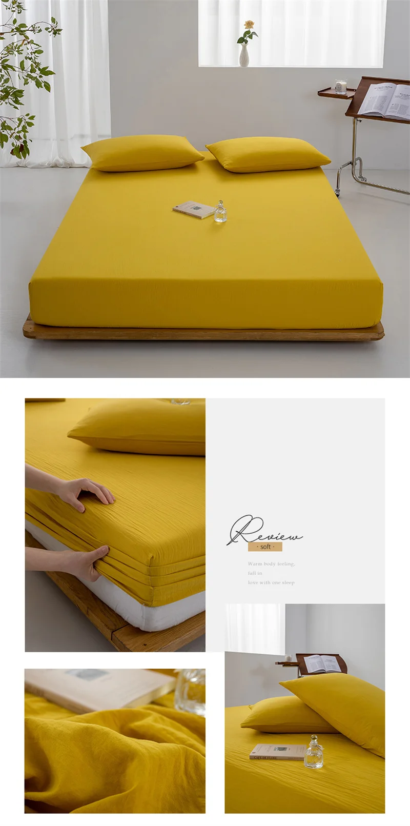 High Quality 100% Cotton Fitted Sheet Soft Breathable Mattress Cover with Elastic Bands Single/Double/King/Queen Size Bed Sheet