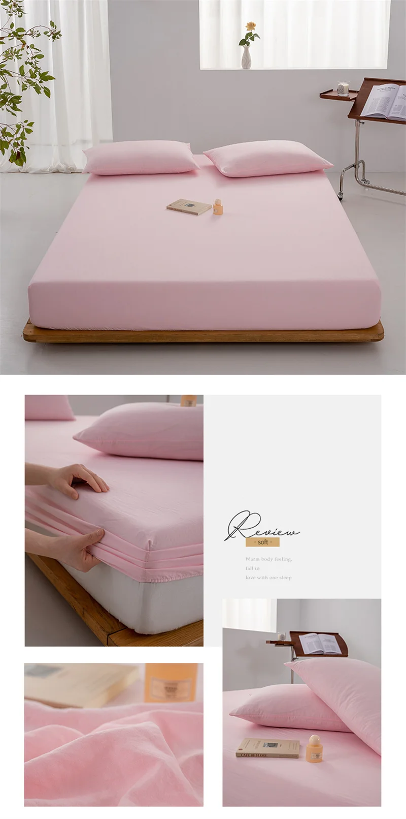High Quality 100% Cotton Fitted Sheet Soft Breathable Mattress Cover with Elastic Bands Single/Double/King/Queen Size Bed Sheet