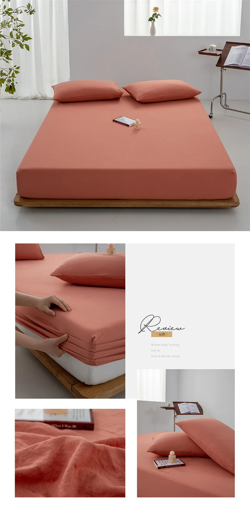High Quality 100% Cotton Fitted Sheet Soft Breathable Mattress Cover with Elastic Bands Single/Double/King/Queen Size Bed Sheet