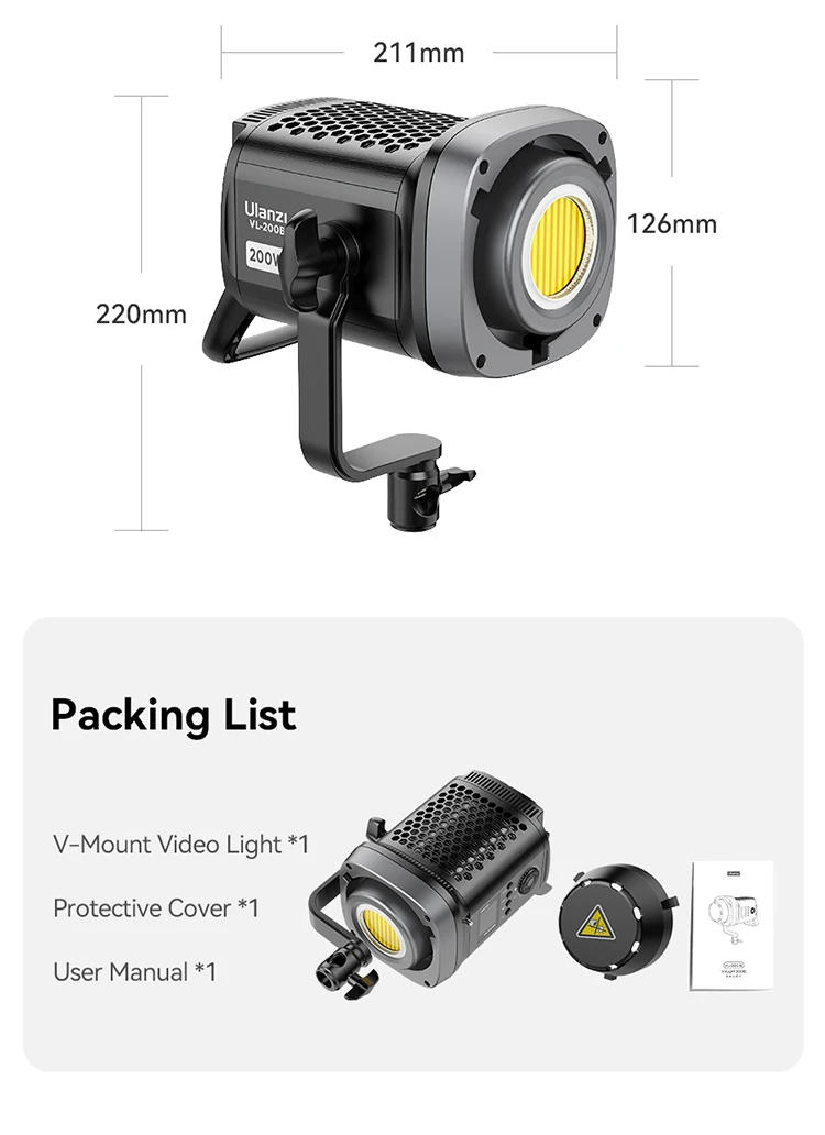 Ulanzi VL-120Bi VL-120C 120W V-Mount COB Video Light Wireless APP Control 2700K-6500K CRI>95 for Video Photography Studio