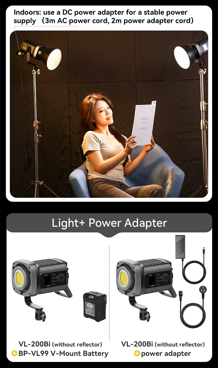 Ulanzi VL-120Bi VL-120C 120W V-Mount COB Video Light Wireless APP Control 2700K-6500K CRI>95 for Video Photography Studio