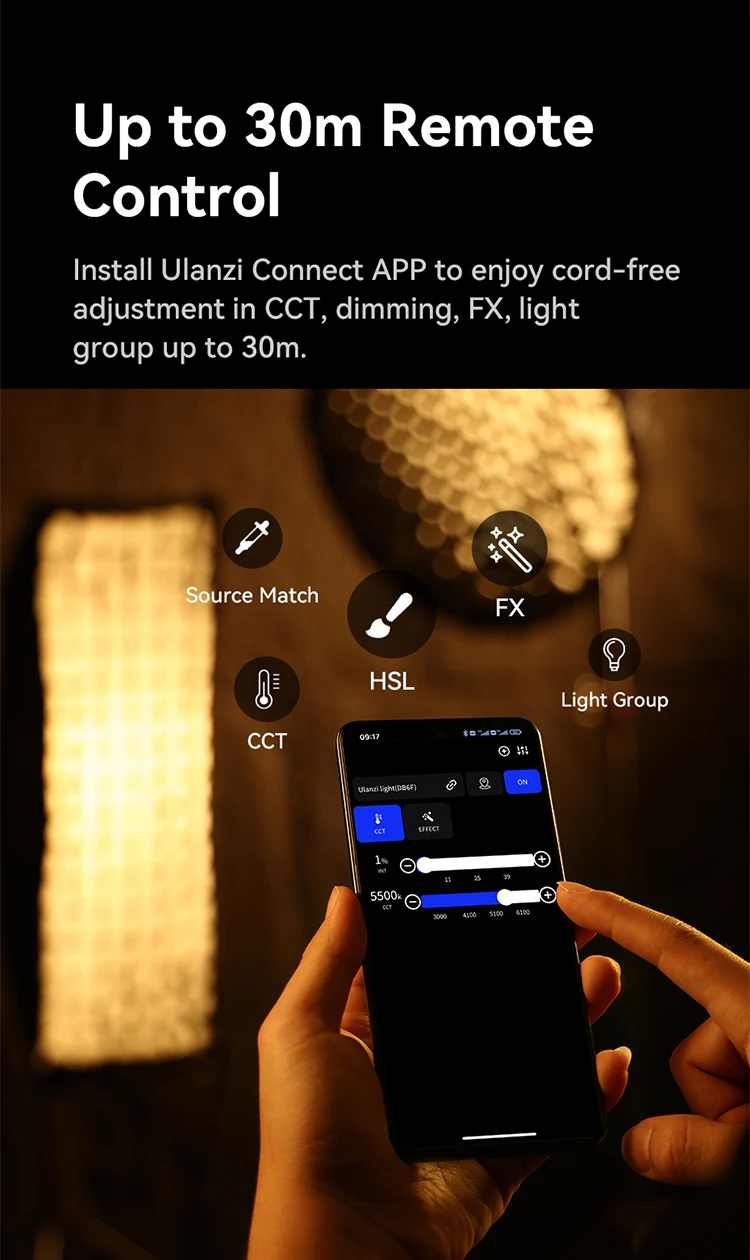 Ulanzi VL-120Bi VL-120C 120W V-Mount COB Video Light Wireless APP Control 2700K-6500K CRI>95 for Video Photography Studio