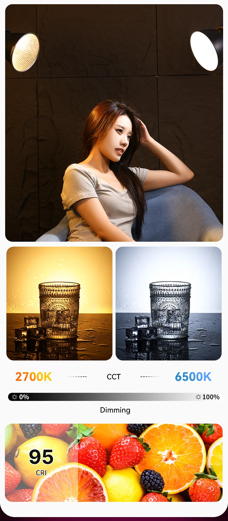 Ulanzi VL-120Bi VL-120C 120W V-Mount COB Video Light Wireless APP Control 2700K-6500K CRI>95 for Video Photography Studio