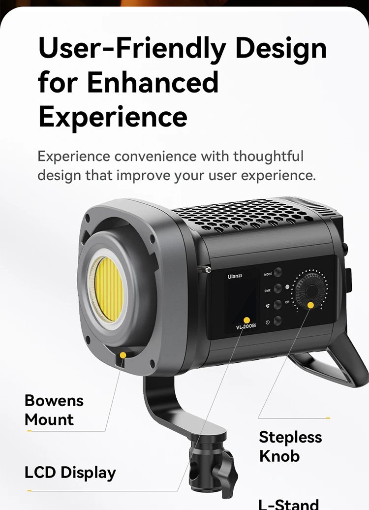 Ulanzi VL-120Bi VL-120C 120W V-Mount COB Video Light Wireless APP Control 2700K-6500K CRI>95 for Video Photography Studio