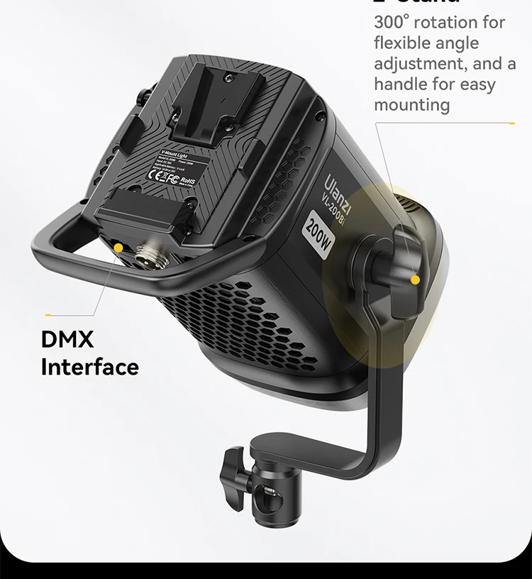 Ulanzi VL-120Bi VL-120C 120W V-Mount COB Video Light Wireless APP Control 2700K-6500K CRI>95 for Video Photography Studio
