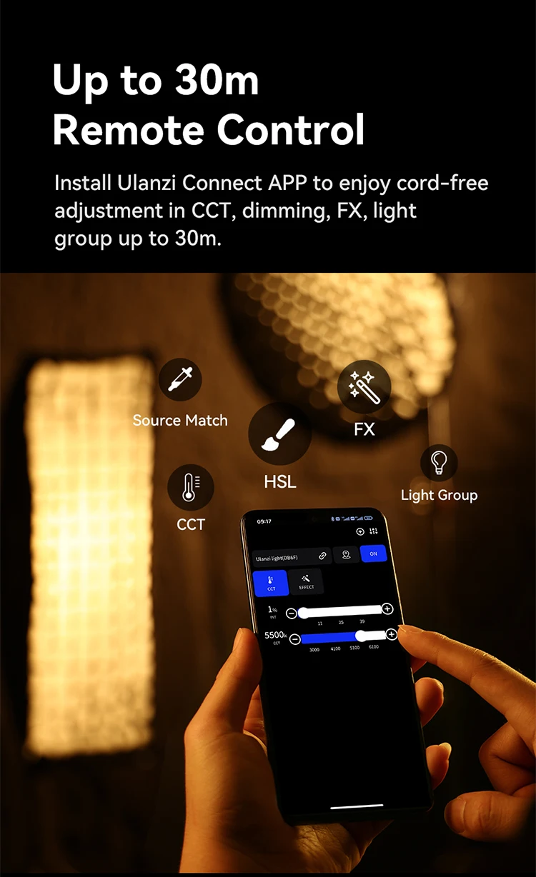Ulanzi VL-120Bi VL-120C 120W V-Mount COB Video Light Wireless APP Control 2700K-6500K CRI>95 for Video Photography Studio