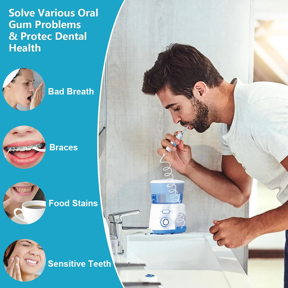 Oral Irrigator Dental Water Flosser for Teeth High Pressure Electric Dental Irrigator Water Flosser Mouth Washing Machine 800ML